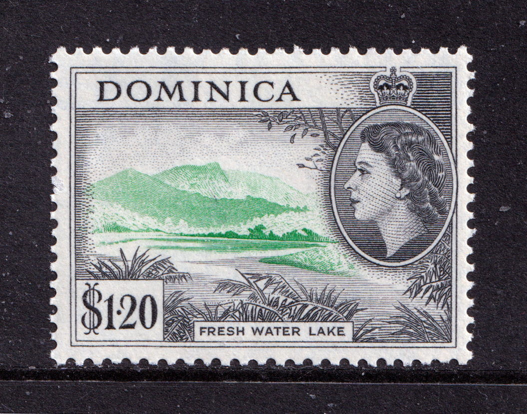 Dominica QEII 1954-62 $1.20 Emerald Black Lake SG157 Mint MH