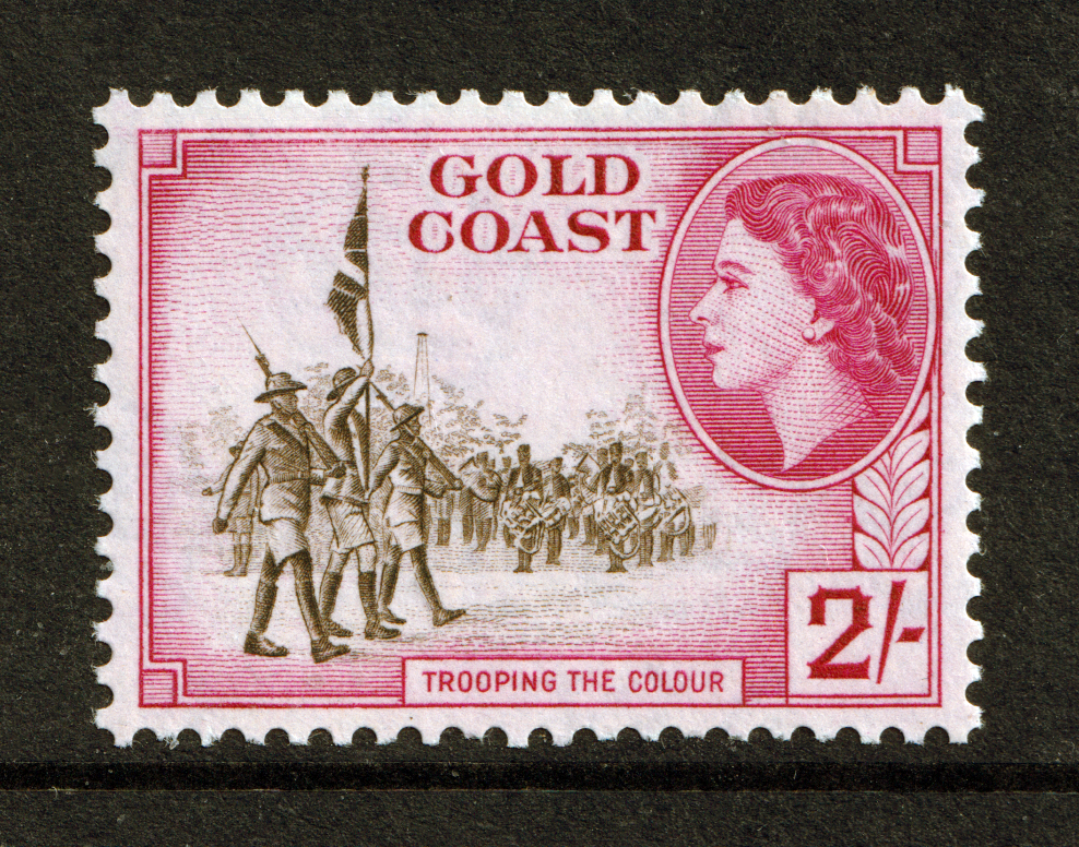 Gold Coast QEII 1952-54 2/- 2s Brown-Olive Carmine SG162 Mint MNH