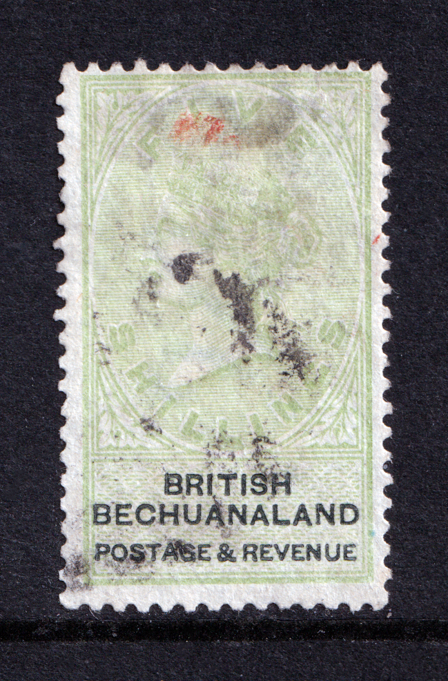 Bechuanaland QV 1888 5/- 5s Green Black SG18 Used
