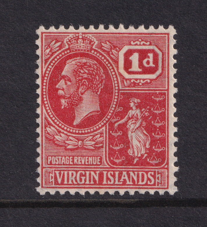 British Virgin Islands KGV 1922-28 1d Scarlet SG89 Mint MLH