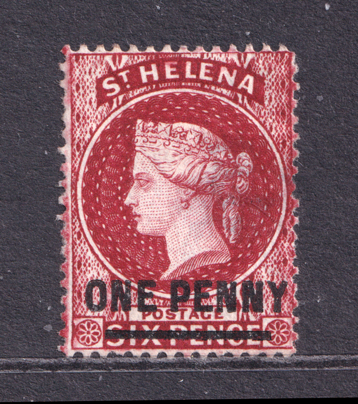 St Helena QV 1864-80 1d Lake P14 Type B 1880 SG27 Unused MNG