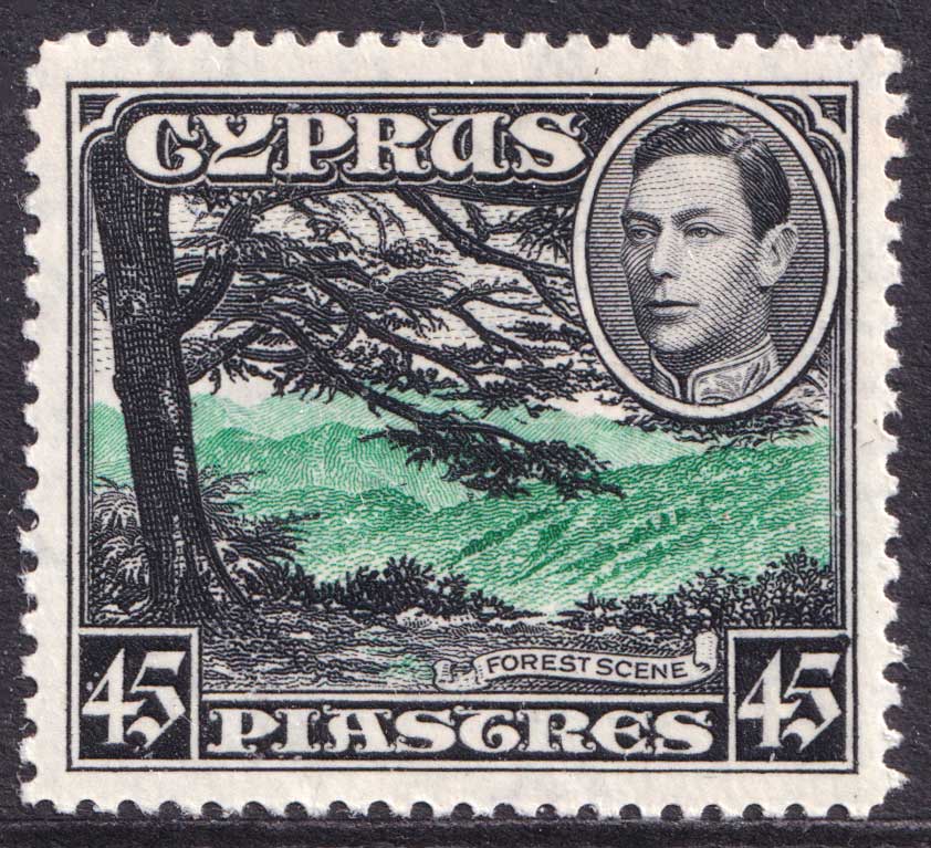 Cyprus KGVI 1938-51 45pi Green Black SG161 Mint MLH