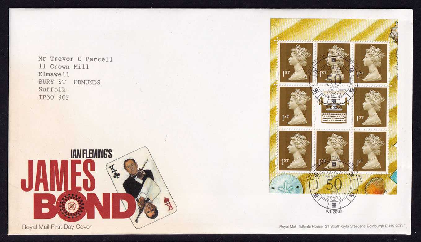 Great Britain QEII 2008 FDC James Bond Booklet Pane