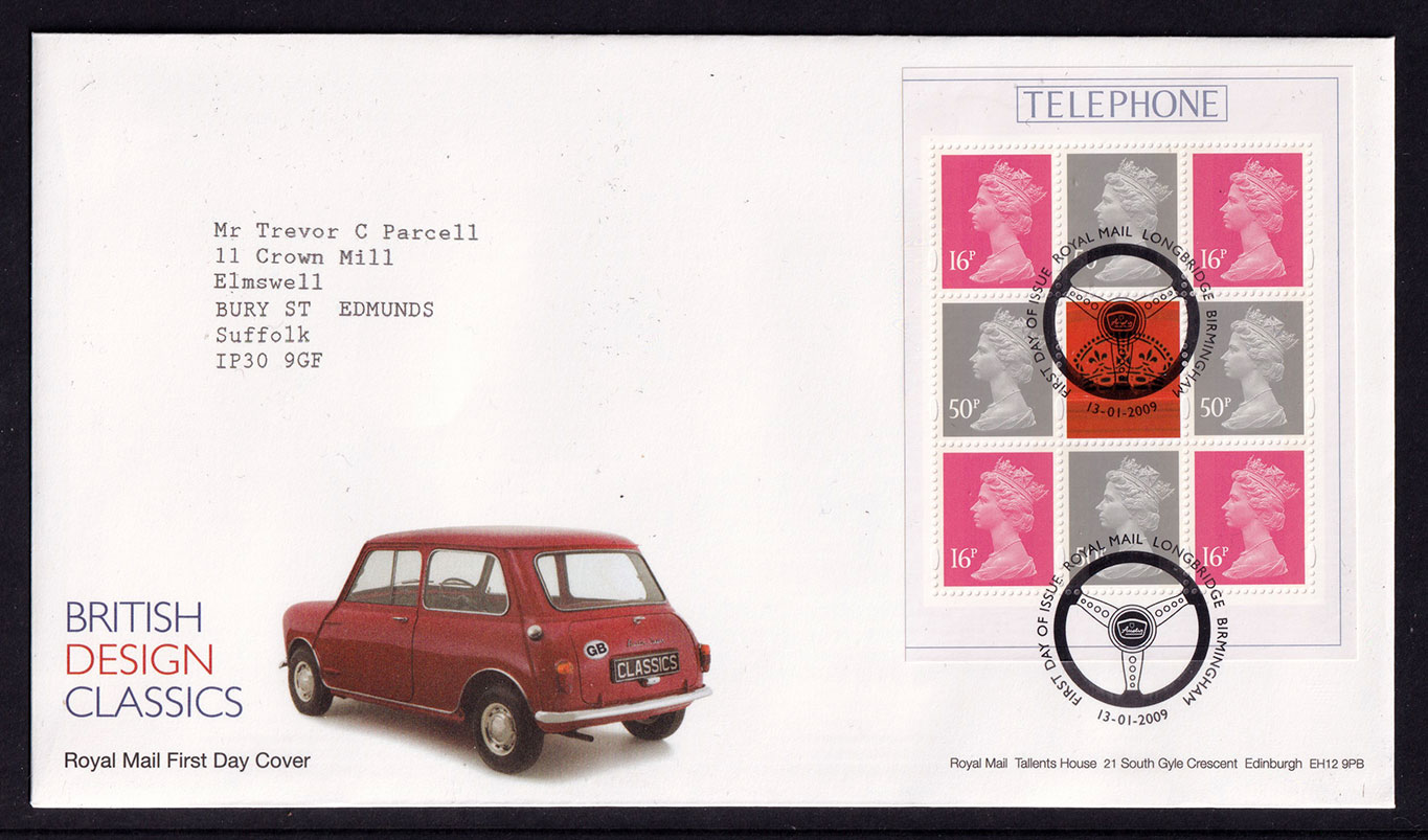 Great Britain QEII 2009 FDC British Design Classics Prestige Pane Longbridge Postmark