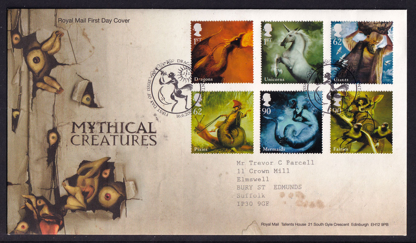 Great Britain QEII 2009 FDC Mythical Creatures Dragonby Postmark