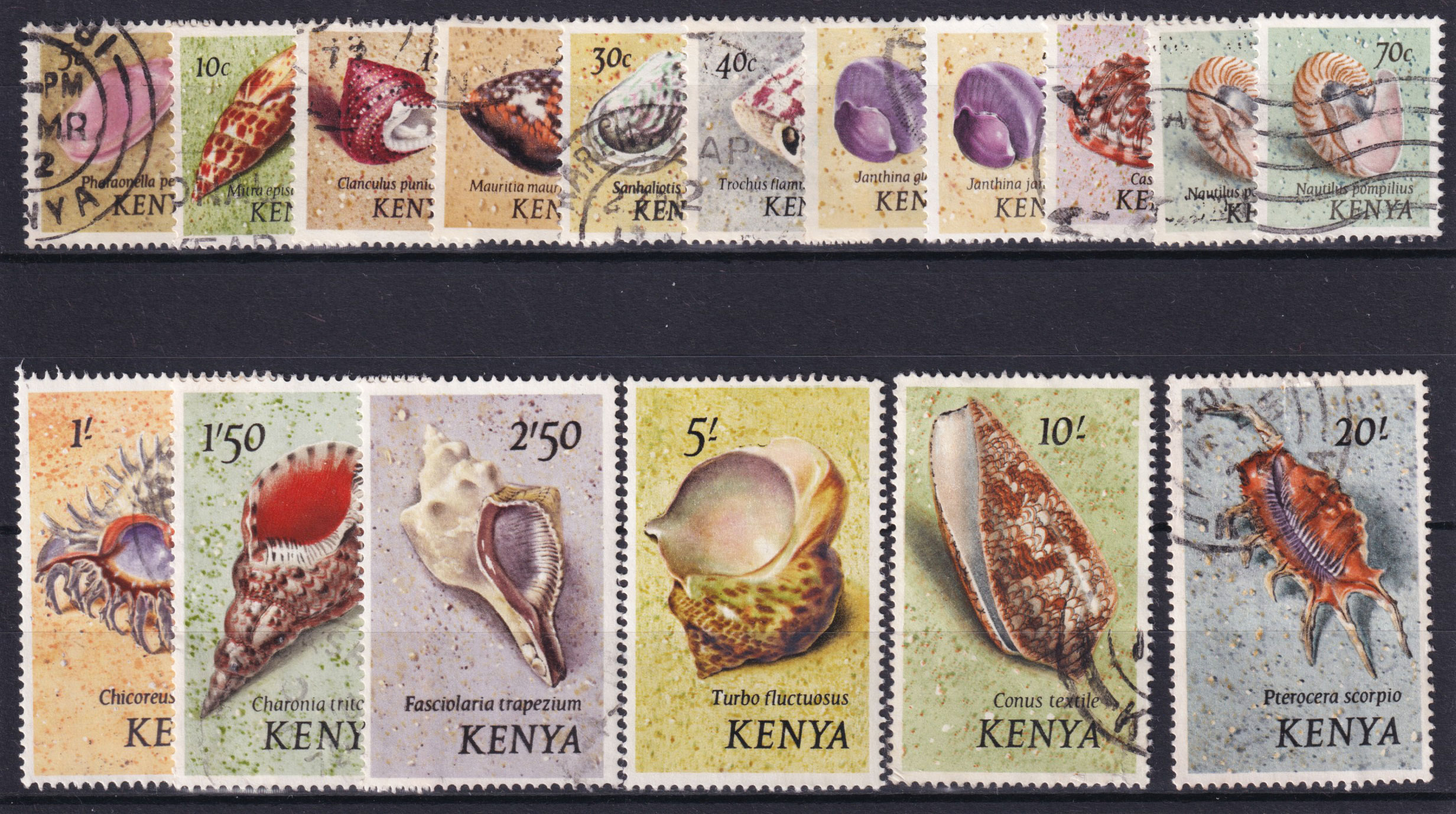 Kenya QEII 1971-74 Full Set SG36/52a Fine Used FU