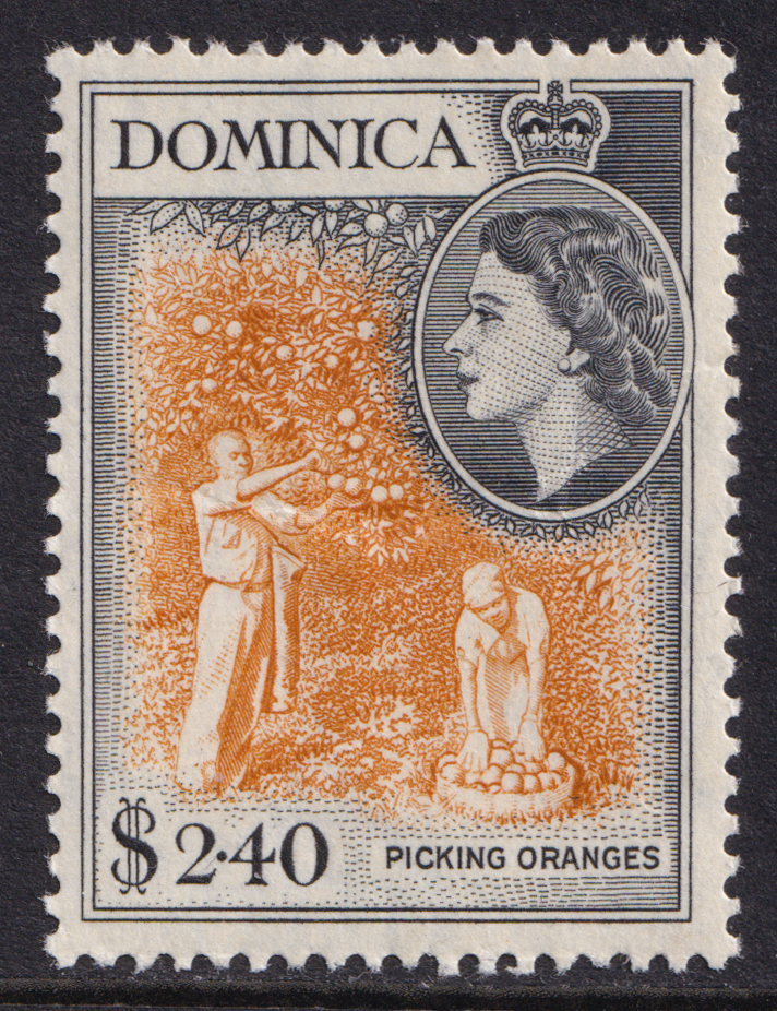 Dominica QEII 1954-62 $2.40 Yellow-Orange Black SG158 Mint MNH