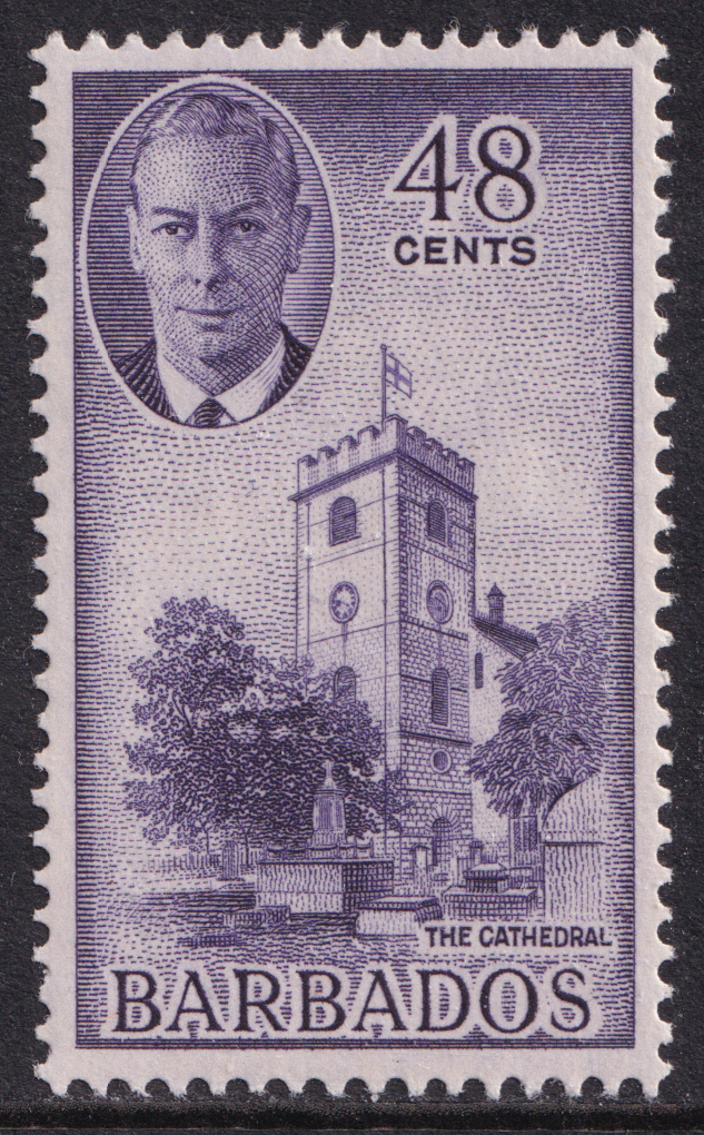 Barbados KGVI 1950 48c Violet Cathedral SG279 Mint MH