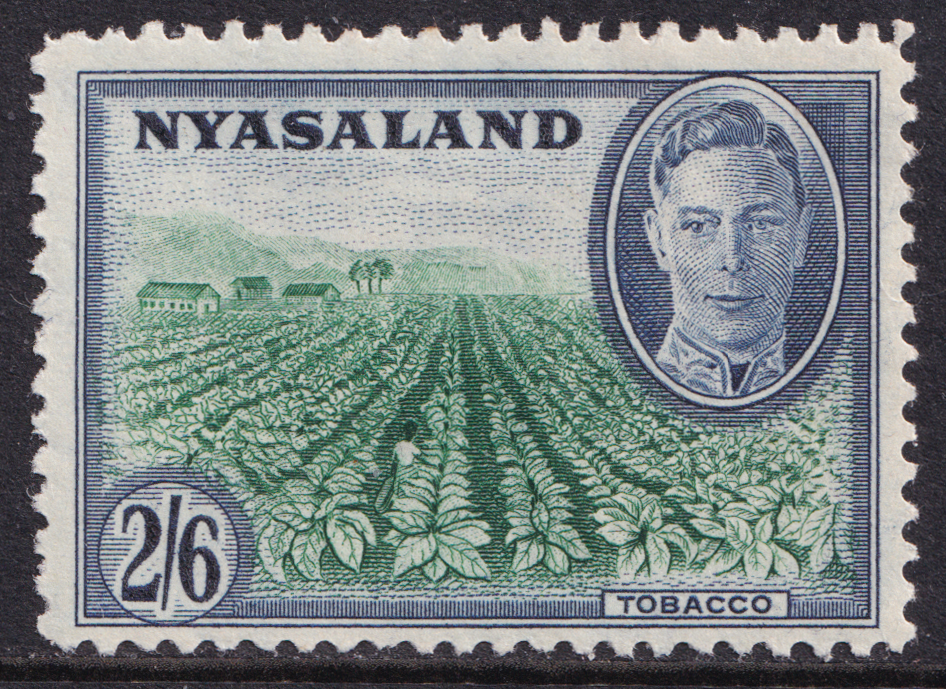 Nyasaland KGVI 1945 2s6d Emerald Blue SG154 Mint MH