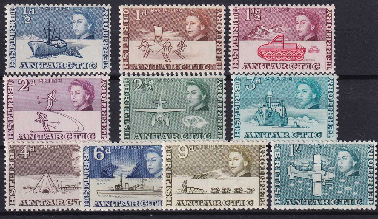 British Antarctic Territory QEII 1963-69 Part Set to 1s SG1/10 Mint MLH