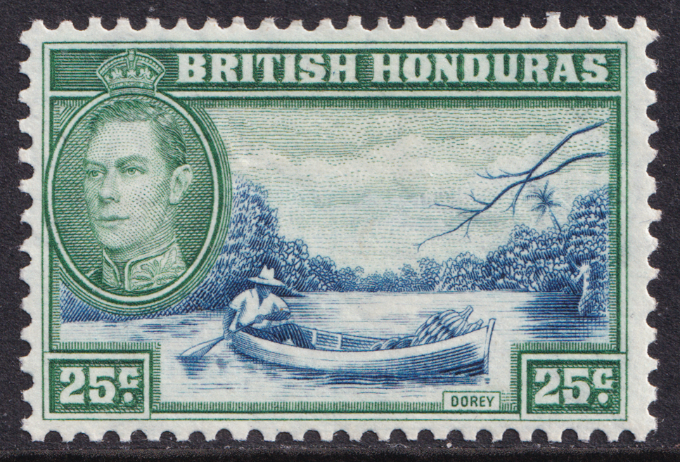 British Honduras KGVI 1938-47 25c Blue Green SG157 Mint MH