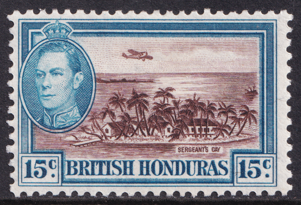 British Honduras KGVI 1938-47 15c Brown Light Blue SG156 Mint MH