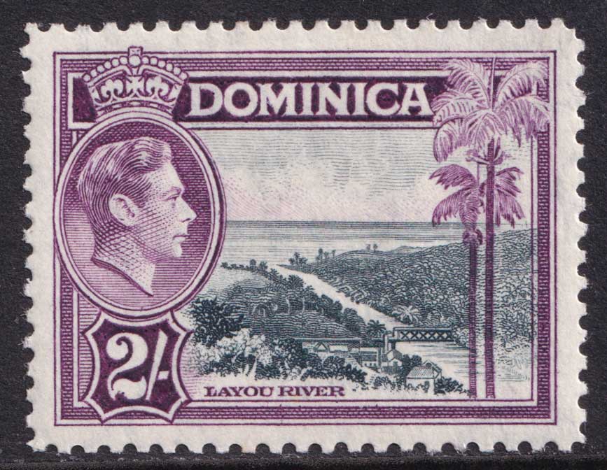 Dominica KGVI 1938-47 2s Slate Purple Layou River SG106a Mint MH