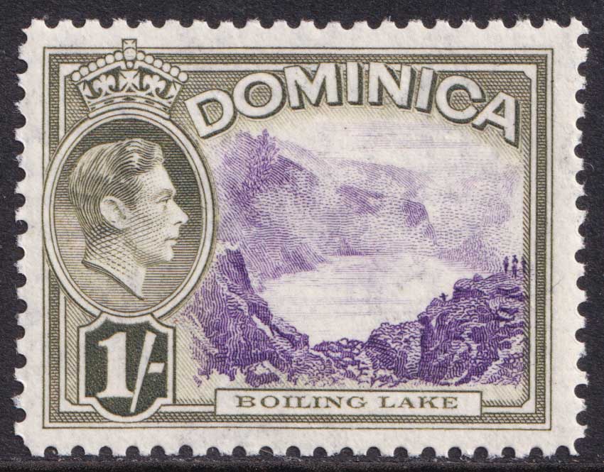 Dominica KGVI 1938-47 1s Violet Olive-Green Boiling Lake SG106 Mint MH