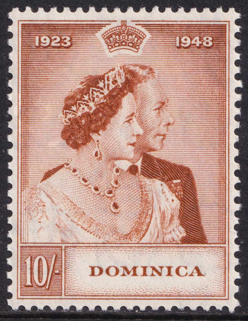 Dominica KGVI 1948 10s Red-Brown Silver Wedding SG113 Mint MH