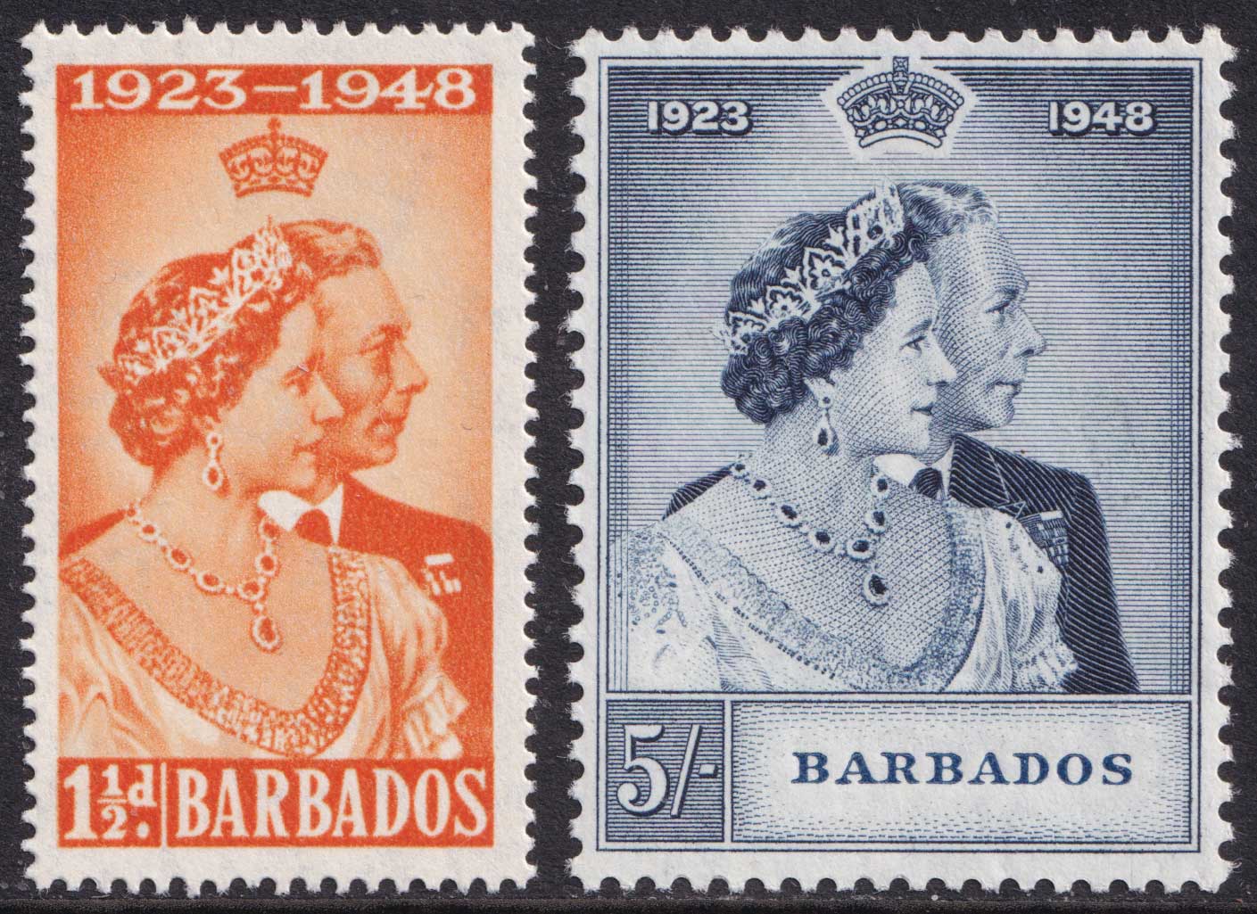 Barbados KGVI 1948 5s Indigo Silver Wedding SG266 Mint MNH