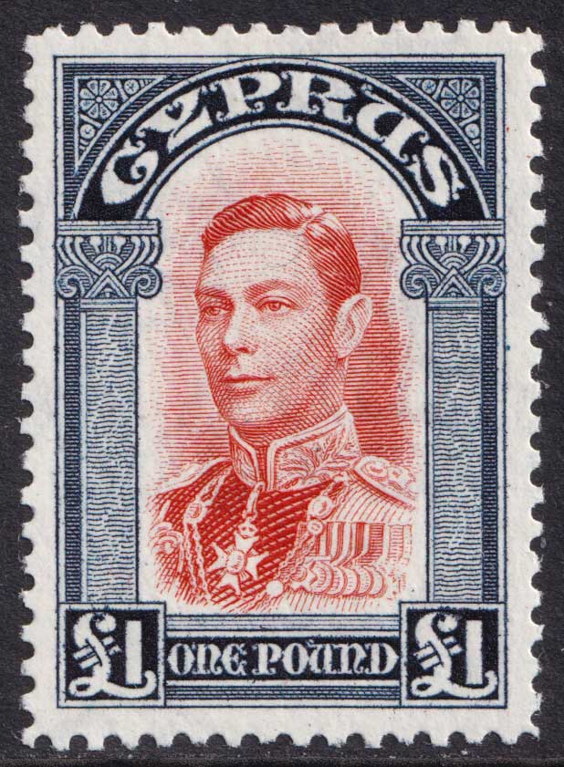 Cyprus KGVI 1938-51 £1 Scarlet Indigo SG163 Mint MH