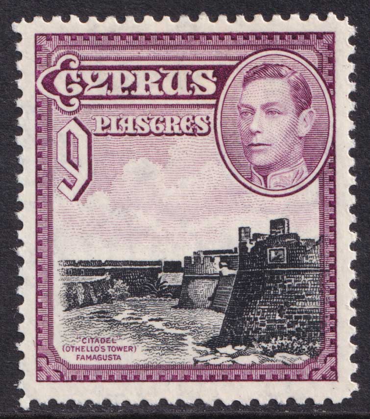 Cyprus KGVI 1938-51 9pi Black Purple SG159 Mint MH