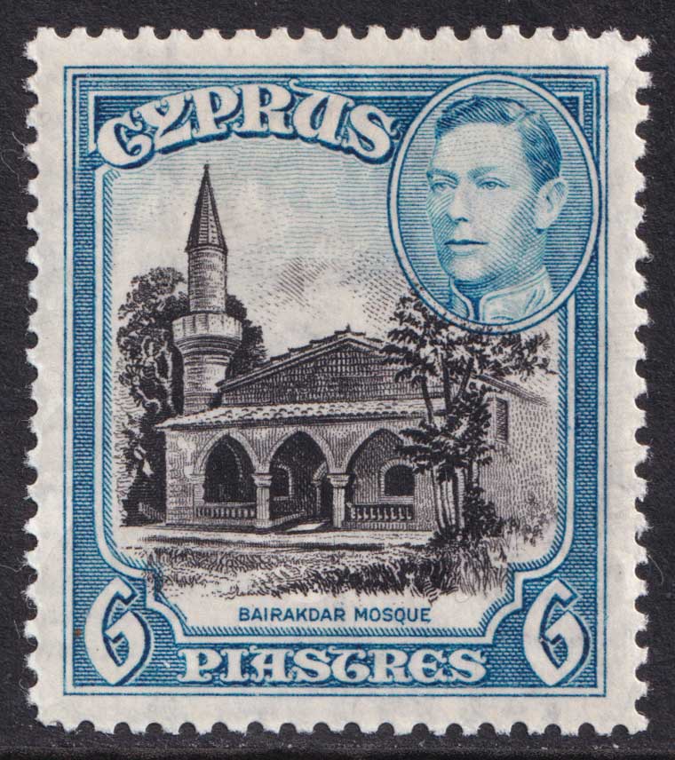 Cyprus KGVI 1938-51 6pi Black Blue SG158 Mint MH