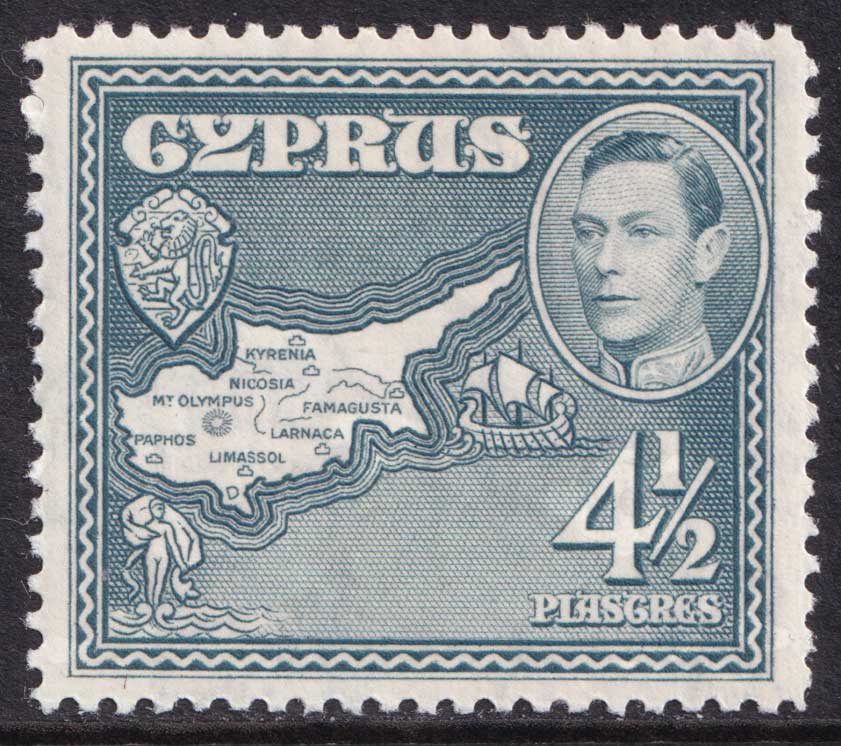 Cyprus KGVI 1938-51 4 1/2pi Grey SG157 Mint MH