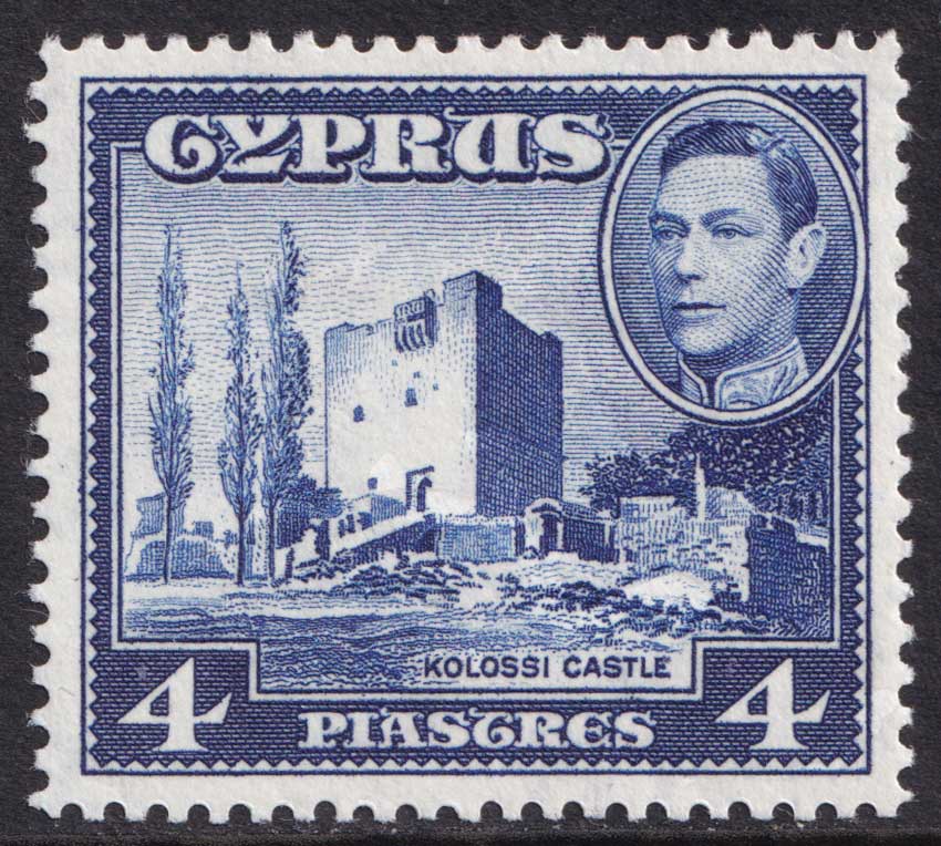 Cyprus KGVI 1938-51 4pi Ultramarine Kolossi Castle SG156b Mint MH