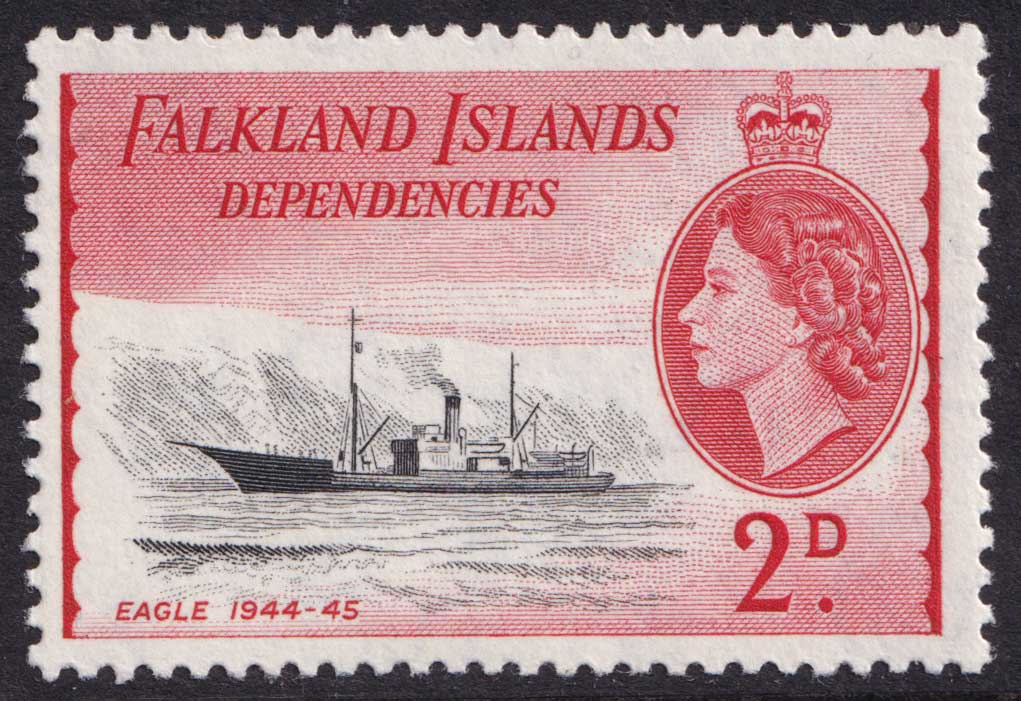 Falkland Islands QEII 1954-62 2d Black Rose-Red Dependencies Ships SGG29 Mint MNH