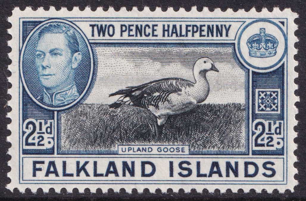 Falkland Islands KGVI 1938-50 2 1/2d Black Blue Goose SG152 Mint MLH