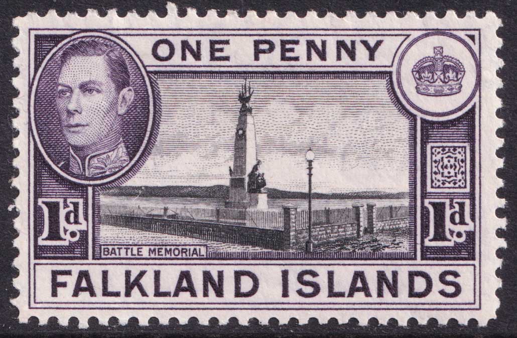 Falkland Islands KGVI 1938-50 1d Black Purple-Violet Memorial SG148a Mint MLH