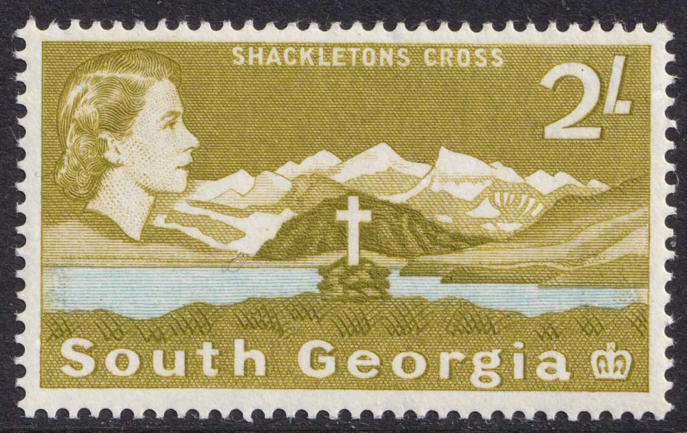 South Georgia QEII 1963-69 2s Yellow-Olive Light Blue Cross SG11 Mint MH