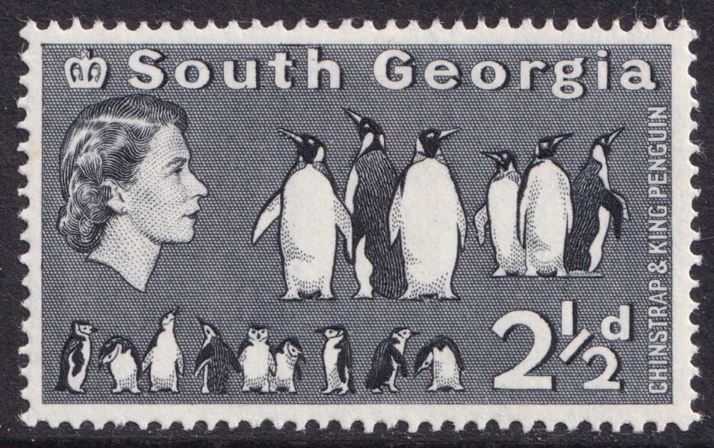 South Georgia QEII 1963-69 2 1/2d Black Penguins SG4 Mint MH