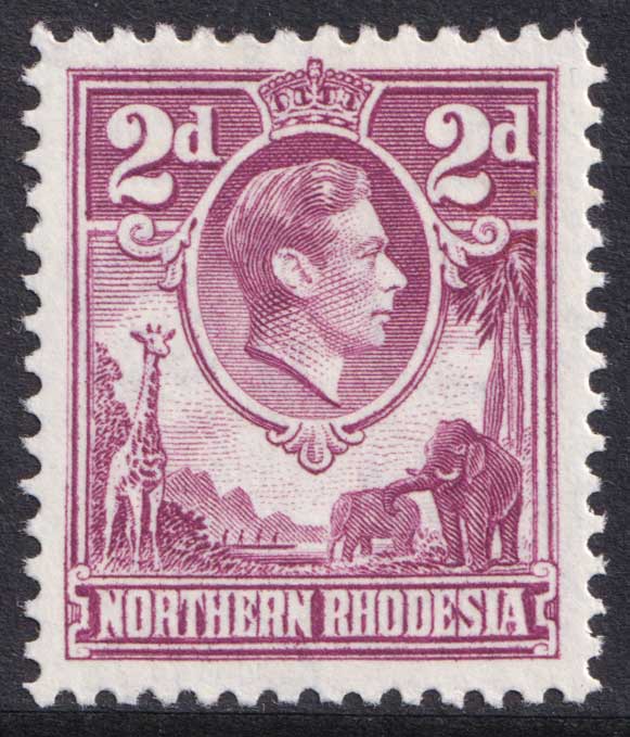 Northern Rhodesia KGVI 1938-52 2d Purple Animals SG33 Mint MH