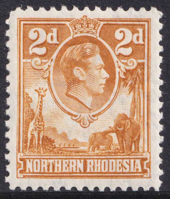 Northern Rhodesia KGVI 1938-52 2d Yellow Brown Animals SG31 Mint MLH